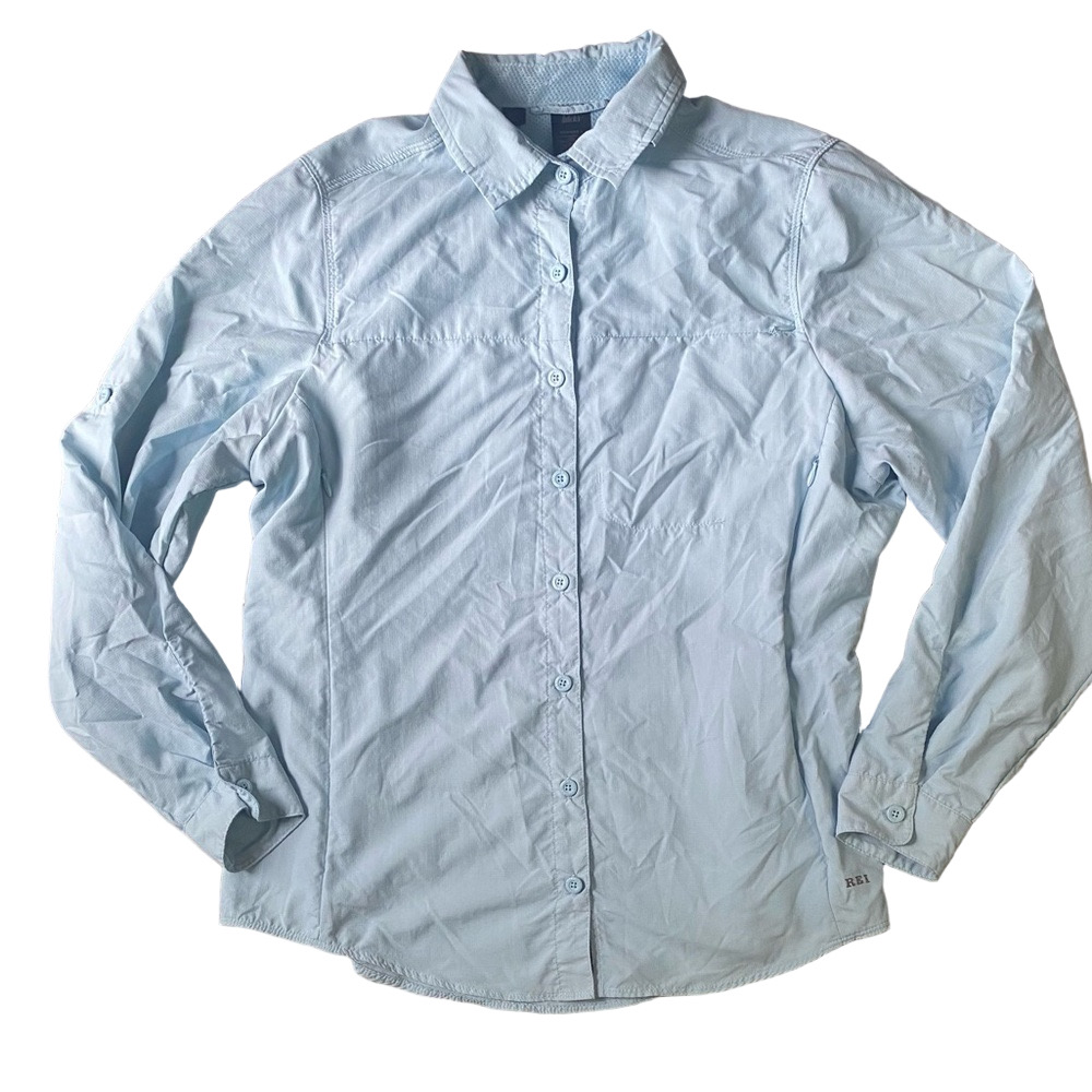 REI Co-op Women’s Light Blue Long Sleeve UPF 30+ Sun Shirt Size Large